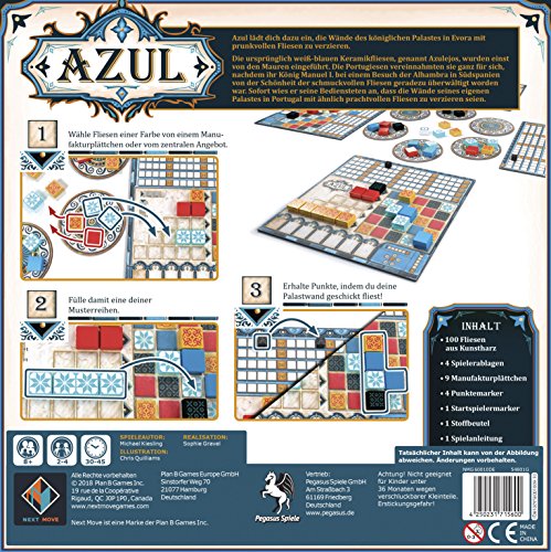 Pegasus Spiele – Azul, Juego de Mesa del año 2018 (versión Alemana)