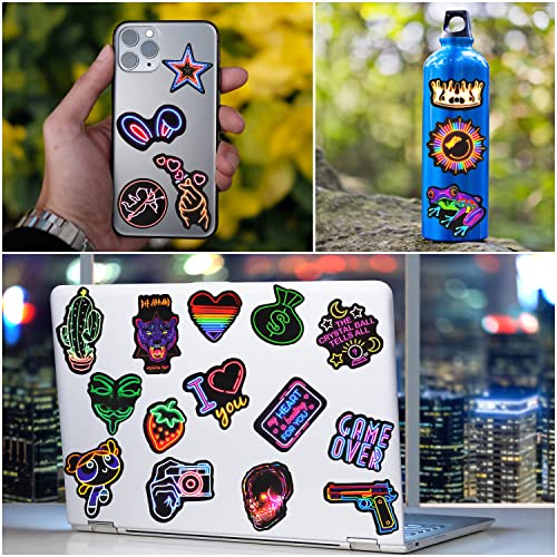 Pegatinas 200 Piezas VSCO Aesthetics Stickers de Graffiti de Neón Graciosas Impermeable Vinilo Pegatinas Decorativas para MacBook Ordenador Phone Botella de Agua Skate Coche Moto Bicicleta Casco etc