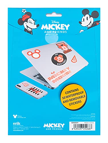 Pegatinas Mickey y Minie impermeables y reutilizables. Paquete de pegatinas: 50 stickers Disney, optimas pegatinas para móvil, ordenador, tablet, etiqueta para botellas