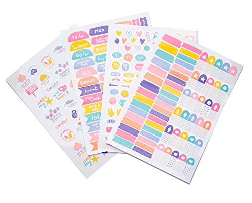 Pegatinas para agendas impermeables y reutilizables. Paquete de pegatinas: 260 stickers, optimas pegatinas para móvil, ordenador, tablet, etiqueta para botellas