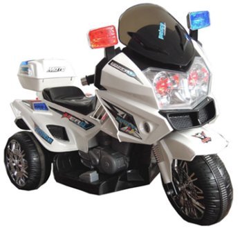 PEKECARS TRIMOTO POLICIA 12V CON DOBLE VELOCIDAD (BLANCA)