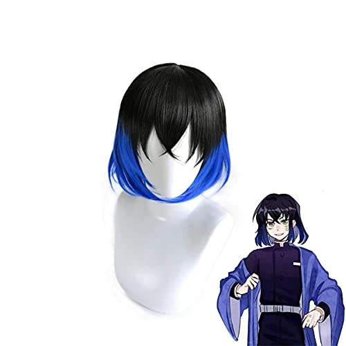 Pelucas de Cosplay Lusha Anime Hashibira Inosuke Disfraz de pelo sintético con gorra de peluca gratis