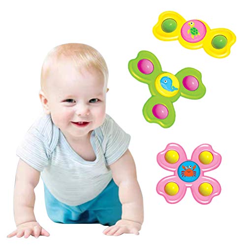 Peonza con Ventosa, 3PCS / Set Animal Spin Sucker Spinning Top Spinner Toy, Juego de lechón de Mesa Interesante de Juguete Giratorio, Juguetes de baño para bebés, Juego Interesante Seguro para niños