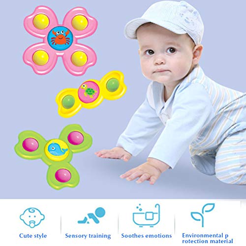 Peonza con Ventosa, 3PCS / Set Animal Spin Sucker Spinning Top Spinner Toy, Juego de lechón de Mesa Interesante de Juguete Giratorio, Juguetes de baño para bebés, Juego Interesante Seguro para niños