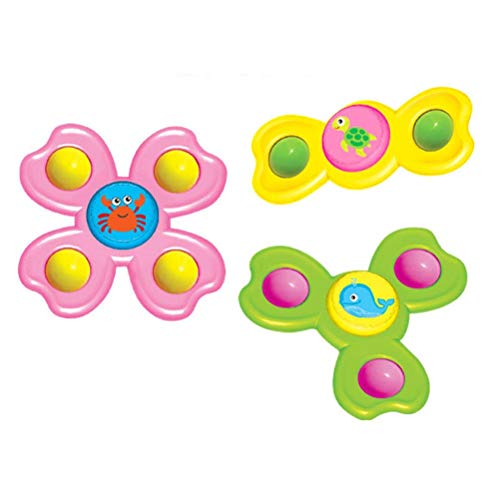 Peonza con Ventosa, 3PCS / Set Animal Spin Sucker Spinning Top Spinner Toy, Juego de lechón de Mesa Interesante de Juguete Giratorio, Juguetes de baño para bebés, Juego Interesante Seguro para niños