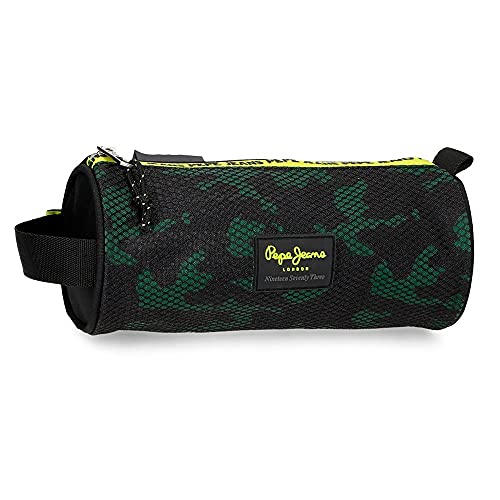 Pepe Jeans Milton Estuche Redondo Negro 23x9x9 cms Poliéster