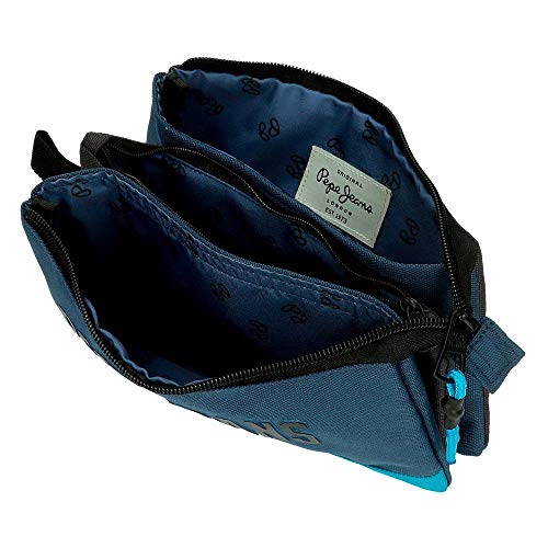 Pepe Jeans Skyler Estuche Tres Compartimentos Azul 22x12x5 cms Poliéster