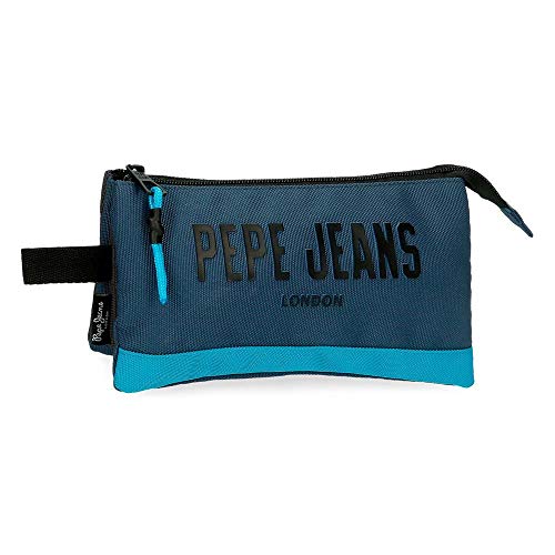 Pepe Jeans Skyler Estuche Tres Compartimentos Azul 22x12x5 cms Poliéster