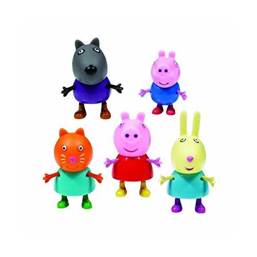 Peppa Pig 5 Figura Paquete Danny Dog, George, Candy Cat, Peppa y Rebecca Rabbit