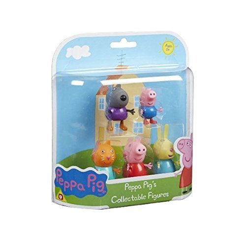 Peppa Pig 5 Figura Paquete Danny Dog, George, Candy Cat, Peppa y Rebecca Rabbit