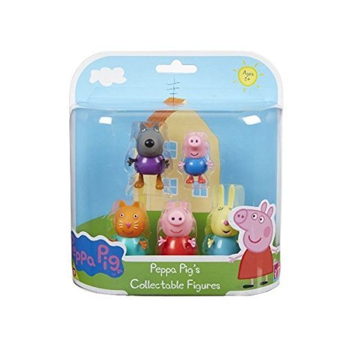 Peppa Pig 5 Figura Paquete Danny Dog, George, Candy Cat, Peppa y Rebecca Rabbit