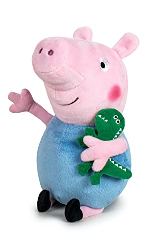 Peppa Pig - Animales de peluche con dinosaurio, con oso, clásico y nueva variante (31-34 cm, George Pig con dinosaurio)