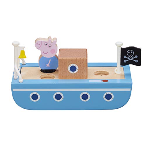 Peppa Pig - Barco de Madera con 1 Personaje de PAPY Pig de Madera incluida, Juguete de Madera, PPC64