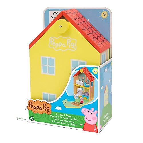 Peppa Pig Casa clásica 2 Personajes, Figura de Peppa de Madera, Incluye Muchos Accesorios, asa práctica para el Transporte (GIOCHI PREZIOSI PPC68000)