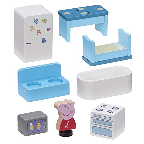 Peppa Pig Casa clásica 2 Personajes, Figura de Peppa de Madera, Incluye Muchos Accesorios, asa práctica para el Transporte (GIOCHI PREZIOSI PPC68000)