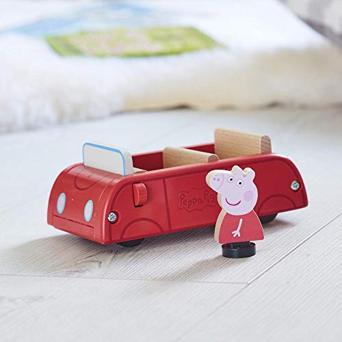 Peppa Pig- Coche Rojo con 1 Personaje, Figura incluida, Juguete de Madera (GIOCHI PREZIOSI PPC63000)