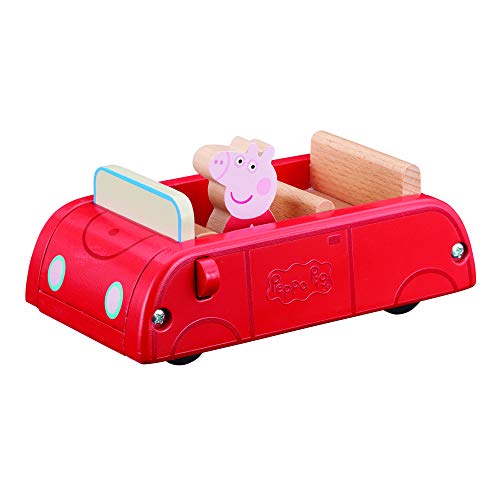 Peppa Pig- Coche Rojo con 1 Personaje, Figura incluida, Juguete de Madera (GIOCHI PREZIOSI PPC63000)