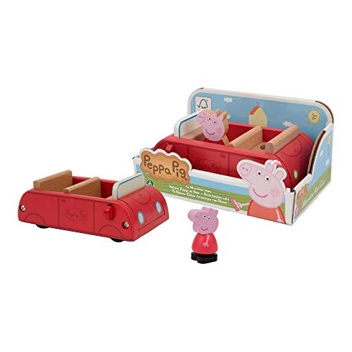 Peppa Pig- Coche Rojo con 1 Personaje, Figura incluida, Juguete de Madera (GIOCHI PREZIOSI PPC63000)