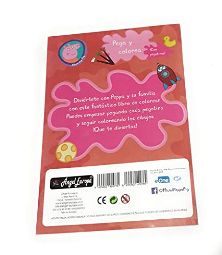 Peppa Pig Cuaderno Para Colorear 40 Dibujos Y Pegar 40 pegatinas Diviértete con Peppa y su Familia. Libro Pega y Colorea Con Pegatinas