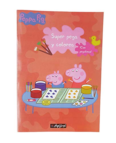 Peppa Pig Cuaderno Para Colorear 40 Dibujos Y Pegar 40 pegatinas Diviértete con Peppa y su Familia. Libro Pega y Colorea Con Pegatinas