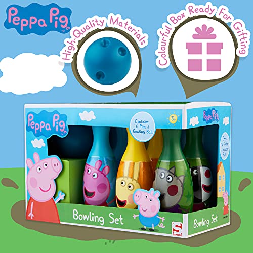 Peppa Pig Juego de Bolos para Niños, Juguetes niños con 6 Bolos Infantiles y 1 Bola de Bolos, Juego de Bolos Infantil