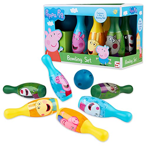 Peppa Pig Juego de Bolos para Niños, Juguetes niños con 6 Bolos Infantiles y 1 Bola de Bolos, Juego de Bolos Infantil