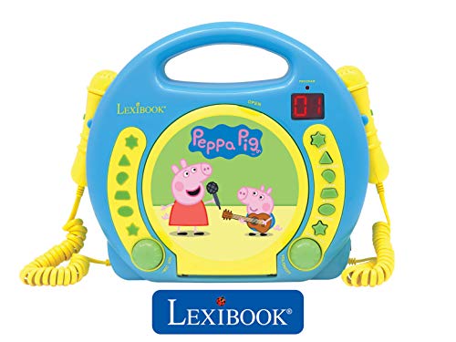 Peppa Pig - Lector CD con 2 micrófonos, infantil (Lexibook RCDK100PP)