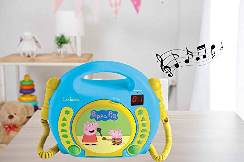 Peppa Pig - Lector CD con 2 micrófonos, infantil (Lexibook RCDK100PP)