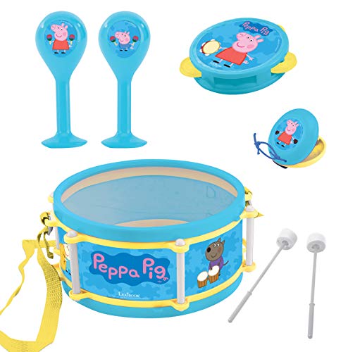 Peppa Pig-• Lexibook Set de Música, 7 Instrumentos en 1, Azul/Amarillo, Color K360DC