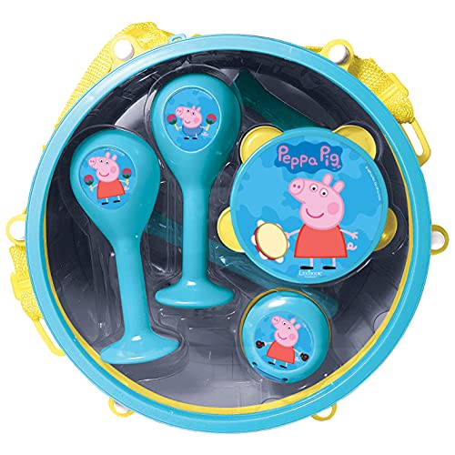 Peppa Pig-• Lexibook Set de Música, 7 Instrumentos en 1, Azul/Amarillo, Color K360DC