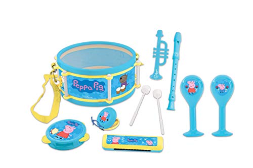 Peppa Pig-• Lexibook Set de Música, 7 Instrumentos en 1, Azul/Amarillo, Color K360DC