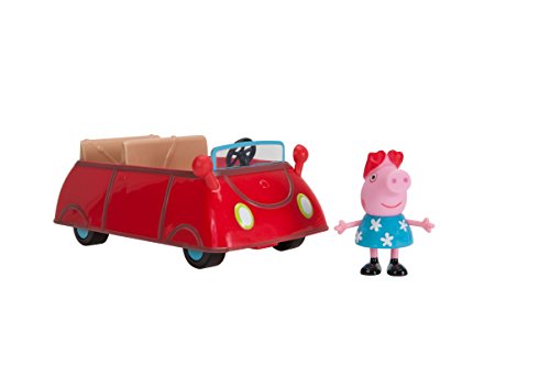 Peppa Pig Wutz Peppa's pequeño Rojo Cabrio Exclusiva de Peppa, Coche Asiento para 3 Figuras, Juguete Original niños a Partir de 3 años, Color (Jazwares 95706)