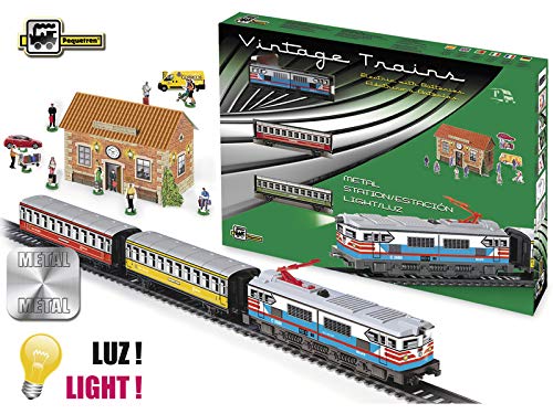 PEQUETREN - Tren de viajeros con luz y estación, Colores metálicos (302)