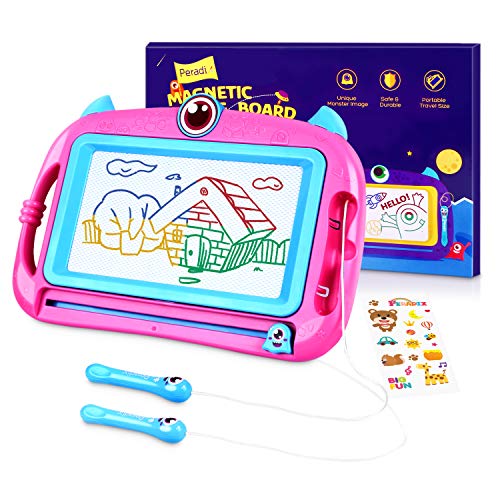 Peradix Pizarras de Dibujo magnética Infantil, Pizarra Magnética con Dos Plumas Mágicas Portátil Tablero de Dibujo Borrable Creatividad Educativos cumpleaños para Niños Rosa