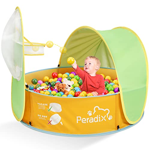 Peradix Tienda de Playa para Bebés Portátiles, Piscina de Bolas Bebe de Campaña para bebés con Techo Pop-up Piscina Bebe Desmontable de Vacaciones en la Playa al Aire Libre Interior y Exterior