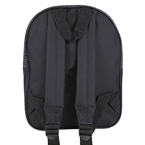 PERLETTI Mochila Niño Star Wars - Bolso Escolar con Bolsillo Frontal Estampado Darth Vader - Bolsa Cartera para Escuela Guarderia Viaje con Tirantes Acolchados - Negro - 30x23x12 cm