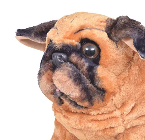 Perro Pug Juguete, Perro Carlino de Peluche de Pie, Marrón Claro