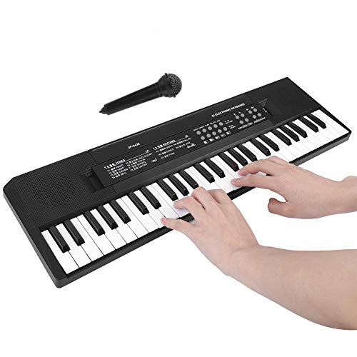 Piano electrónico, teclado de piano de 54 teclas Micrófono de órgano electrónico y función de grabación 8 tonos, 6 canciones, 5 ritmos, 5 percusiones