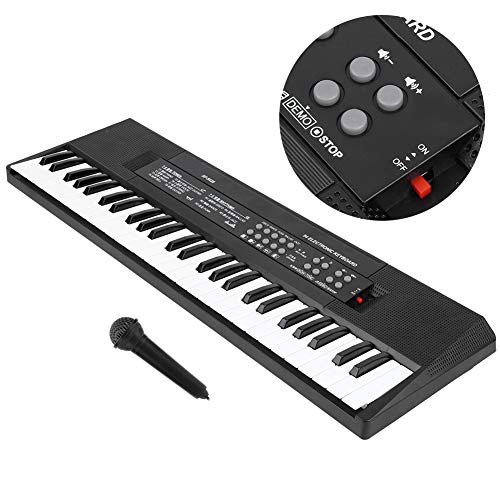 Piano electrónico, teclado de piano de 54 teclas Micrófono de órgano electrónico y función de grabación 8 tonos, 6 canciones, 5 ritmos, 5 percusiones