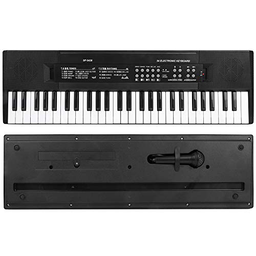 Piano electrónico, teclado de piano de 54 teclas Micrófono de órgano electrónico y función de grabación 8 tonos, 6 canciones, 5 ritmos, 5 percusiones