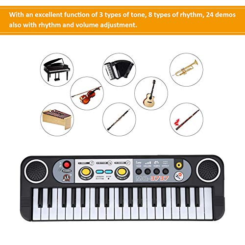 Piano Teclado Electronico para Ninos, 37 Teclas Piano Teclado Electrico Digital Juguete Educativo de Instrumentos Musicales con Microfono