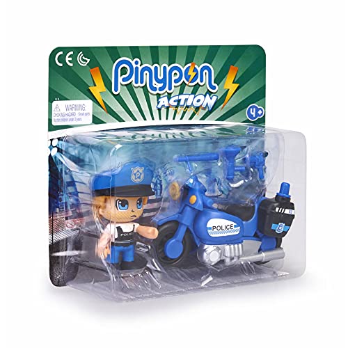 Pinypon Action - Moto de policía con 1 Figura, para niños y niñas a Partir de 4 a 8 años, (Famosa 700015694)