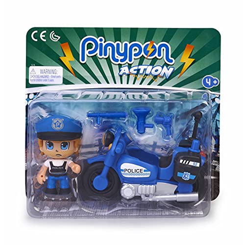 Pinypon Action - Moto de policía con 1 Figura, para niños y niñas a Partir de 4 a 8 años, (Famosa 700015694)