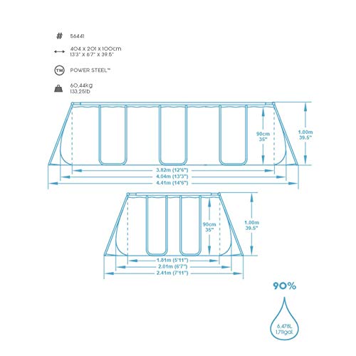 Piscina Desmontable Tubular Bestway Power Steel 404x201x100 cm Depuradora de cartucho de 2.006 litros/hora