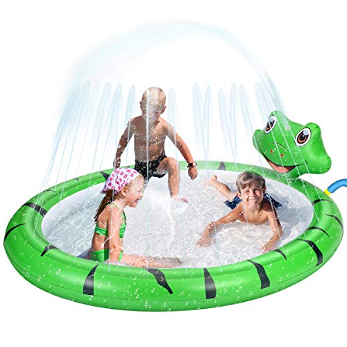 Piscina Hinchable con rociadores, Tema de Rana Spray Plash Sprinkle Play Pad Mat, Piscina de Juego de Verano Juguetes al Aire Libre para Niños y Niñas