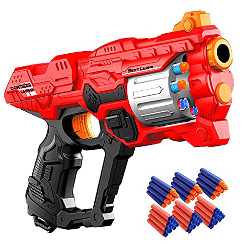 Pistola de Dardos para Flechas Nerf, Pistola Juguete con Cañón Giratorio para 8 Balas + 60 Dardos de Espuma, Juego de Disparos Infantiles, Juguete de Armas Regalos de Cumpleaños Niños de 6 a 15 Años