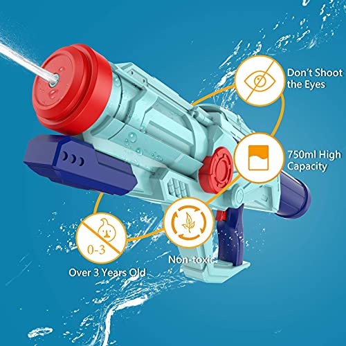 Pistolas de Agua, 750ML Tanque Grandes Chorros de Agua 33ft Super Potencia Alcance Largo Soaker para Verano Juguetes Lanzador de Water Pistol Gun Juego Jardín al Aire Libre para Niñas y Niños Adultos