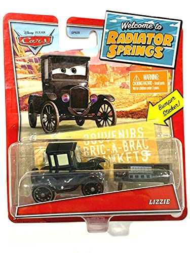 Pixar Cars Lizzie con adhesivo para parachoques