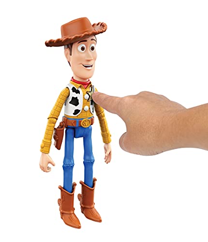 Pixar Interactables Woody parlanchín, habla con otros muñecos, figura de juguete con sonidos (Mattel HBK99)