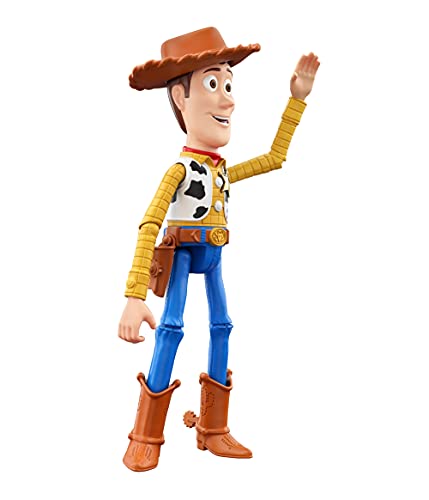 Pixar Interactables Woody parlanchín, habla con otros muñecos, figura de juguete con sonidos (Mattel HBK99)